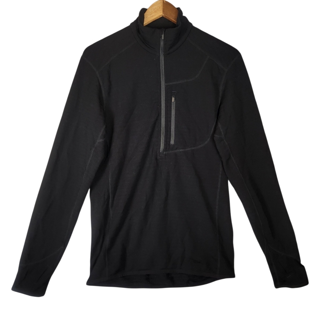 Icebreaker Merino GT Men's Small Black Half Zip Long Sleeve Base Layer Wool Top